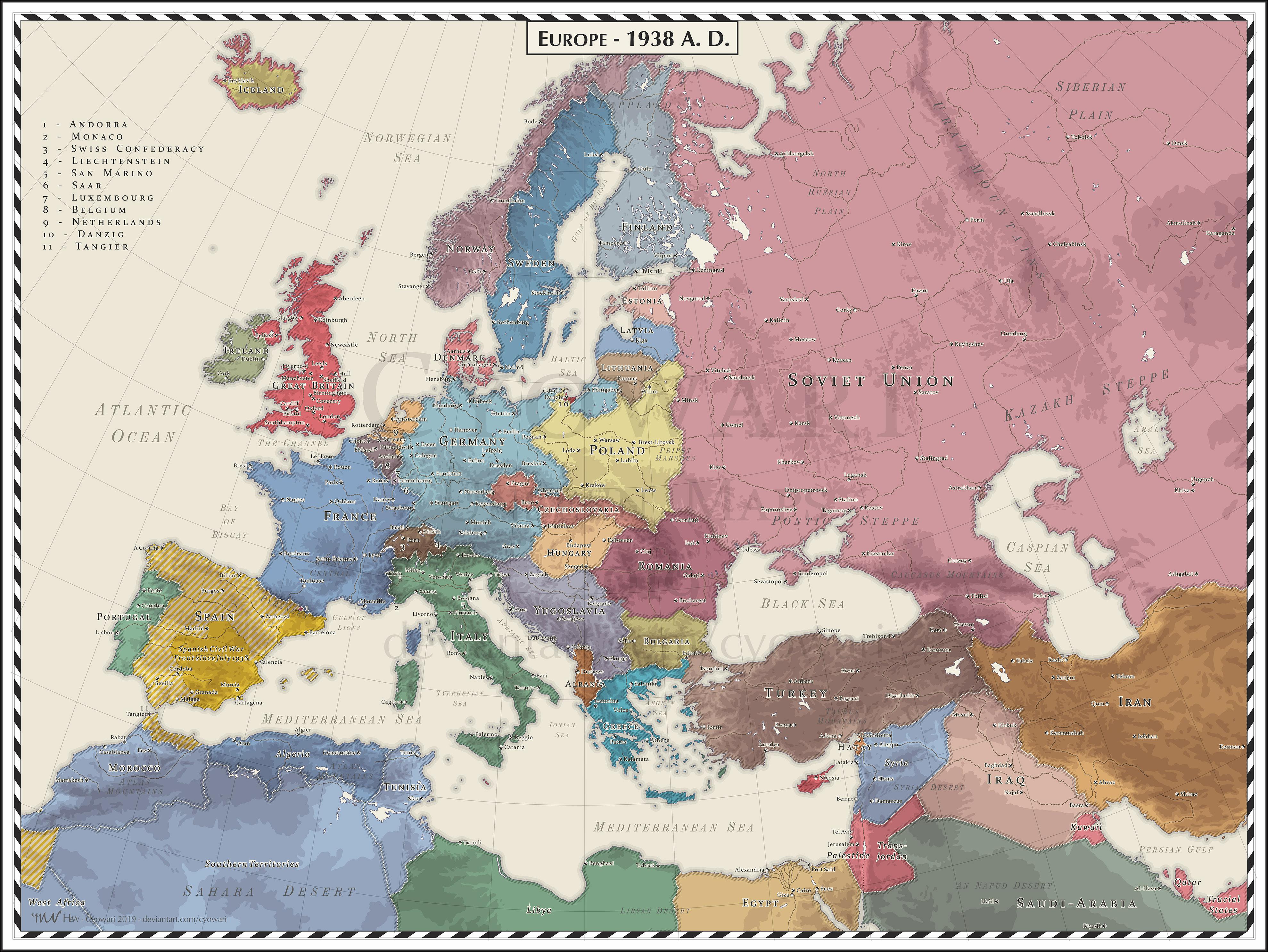 Карта европы 1930 года